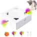 Migipaws Automatic MigiBox Plus Cat Toys 3-in-1 Interactive Pounce Mystery Under 12 Holes Rechargeable White Kitten Toy