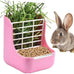 Rabbit and Small Pet Hay Feeder, Pink (Plastic), Adjustable, Removable Grass Rack, Stainless Steel Edge