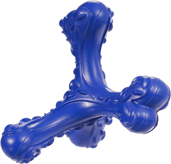 Blue Indestructible Natural Rubber Bone Toy for Large Breed Aggressive Chewers Dogs, Durable and Easy Cleaning