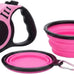 petimp lightweight 16ft retractable dog leash set with pink folding bowl and accessories