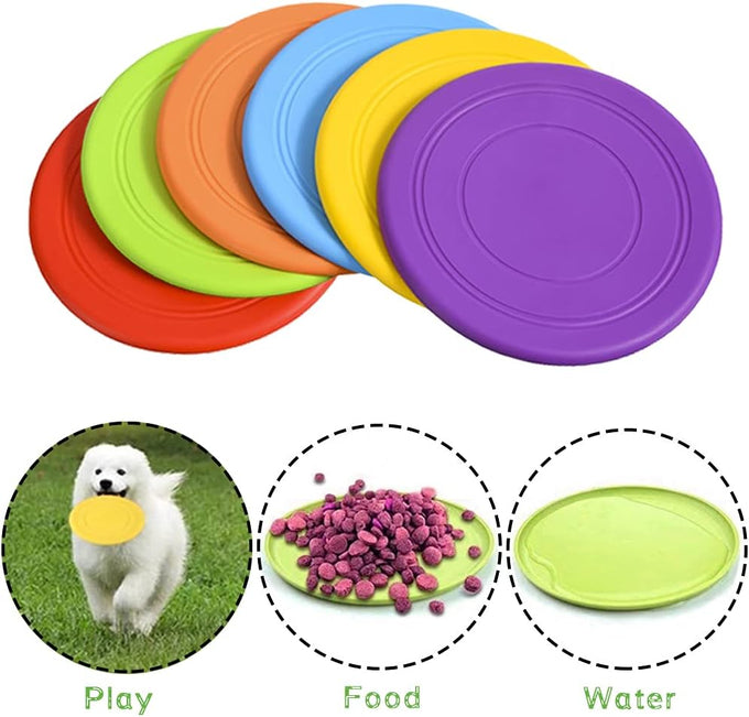 Bvrbaory 6 pack soft flying discs for small to medium dogs, safe on teeth, 6 colors, 7 inch diameter