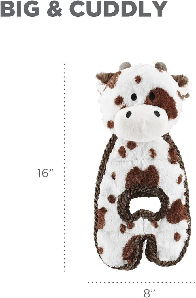 outward hound charming pet cuddle tugs cow plush squeaky dog toy 26 inches durable