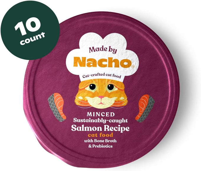 Made by Nacho Grass-Fed Grain-Finished Minced Beef Wet Cat Food in Bone Broth 10 Pack