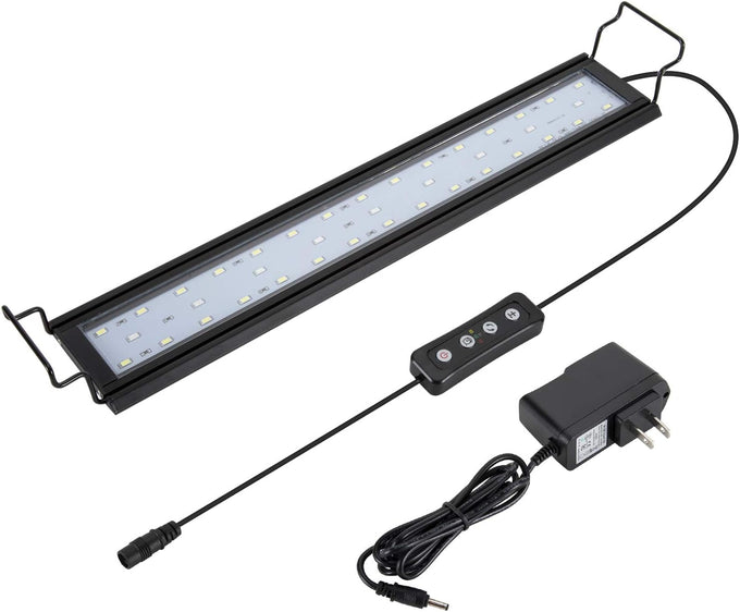 hygger 14w full spectrum aquarium light with aluminum alloy shell, white blue red leds, external controller, for freshwater fish tank 18-24 inches