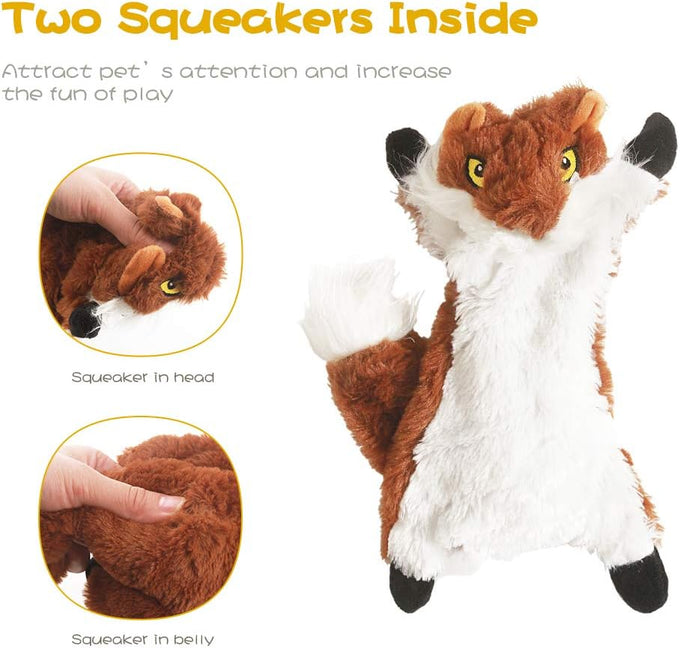 Non-toxic plush dog squeak toys, no stuffing, 5-pack woodland animals for small to large breeds