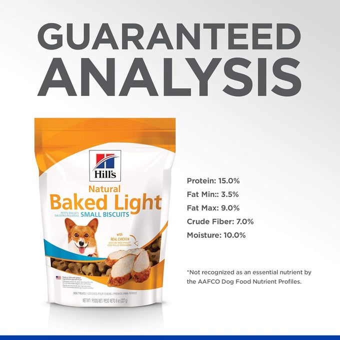 Hills natural baked light biscuits for small dogs with real chicken, 8 oz bag