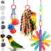 Quozuo small bird toys for parakeets, parrot, cockatiel, 4-piece bird cage accessories set