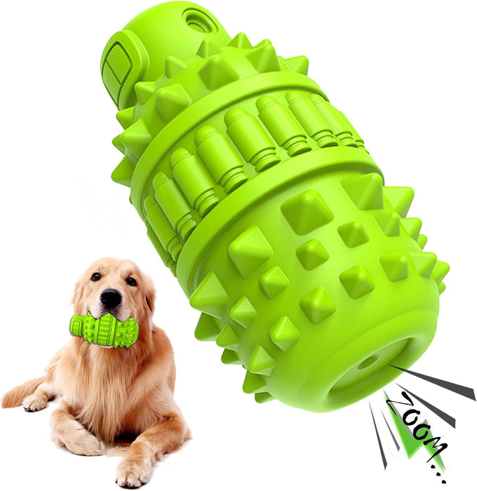 Piffzedo Green Large Natural Rubber Dog Squeaky Toy for Aggressive Chewers