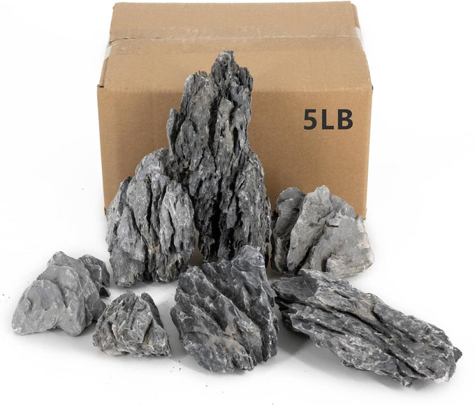 Seiryu natural stones 5lb 2-6 inch for aquariums, fish tanks, bonsai, terrariums and indoor gardens