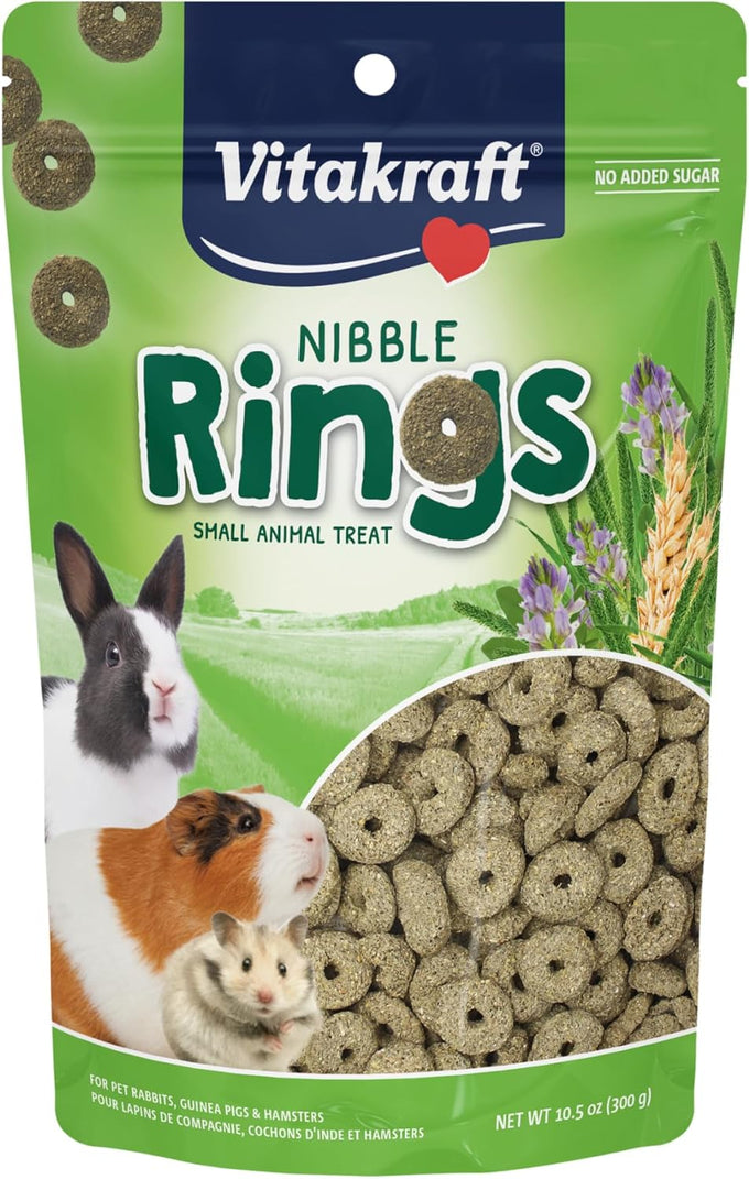 Vitakraft Nibble Rings Small Animal Treat, 10.6 oz, Wholesome Wheat & Alfalfa, Vitamins, Artificial-Free