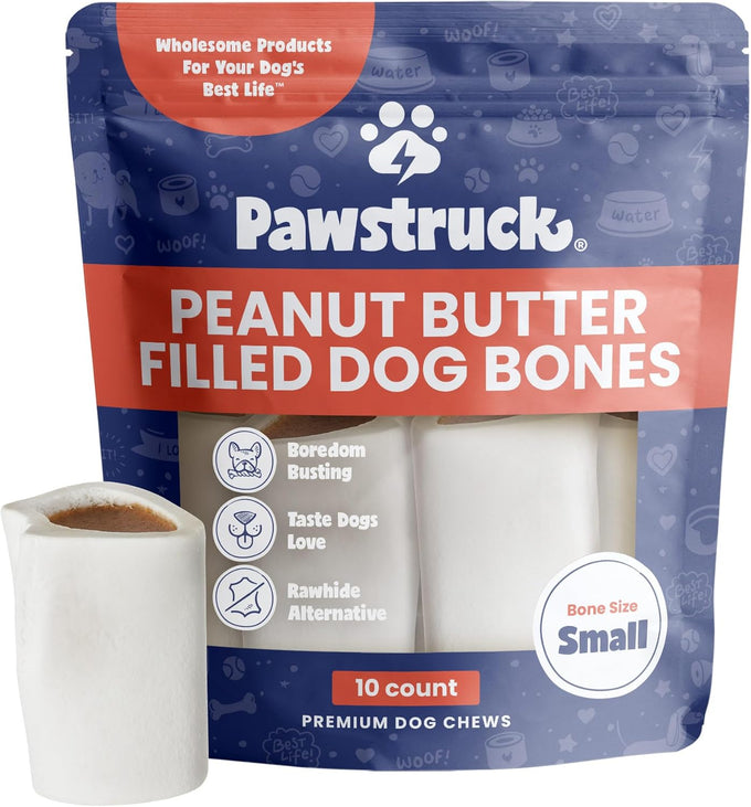 Pawstruck Made in USA Peanut Butter Filled Dog Bones Large 5-6 Inches Long Pack of 3