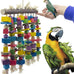 Deloky multicolored natural wooden bird parrot chewing toy for large macaws, cockatoos, african greys and amazon parrots