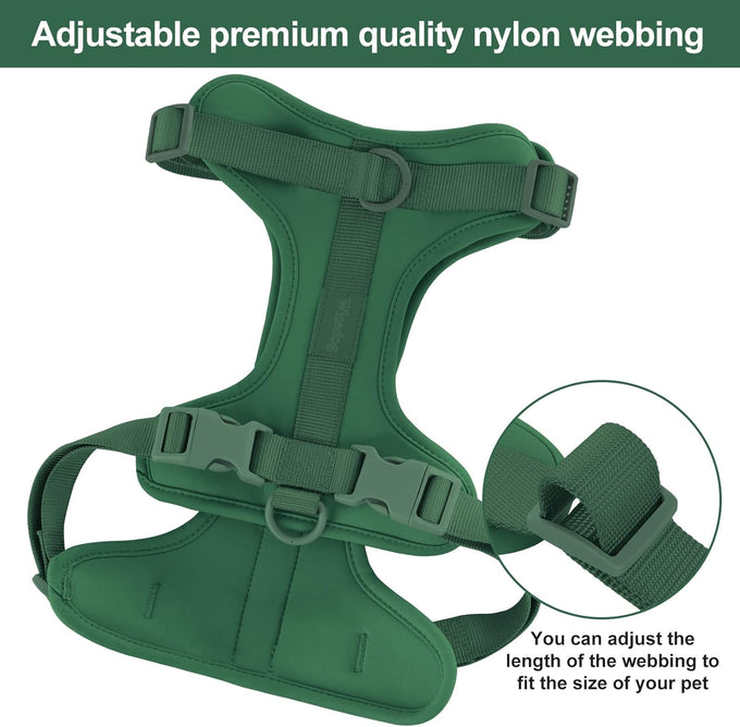 Wisedog No Pull Lightweight Adjustable Pet Vest Harness for Small Medium Large Dogs, Soft Cushion, Pine Green, Size S