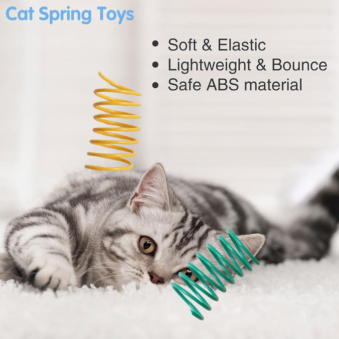 12pcs durable heavy plastic cat spiral springs for indoor cats 12 colors interactive coil fun hunting