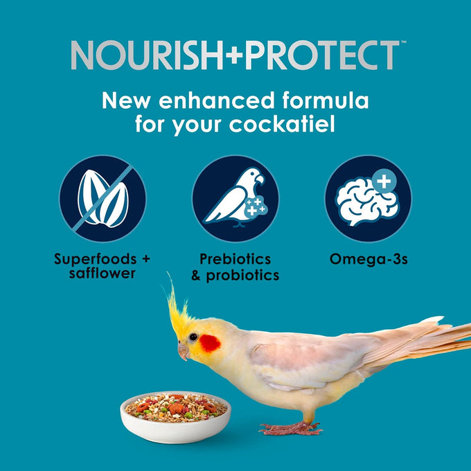 Kaytee Forti-Diet Pro Health+Safflower Nourish+Protect cockatiel food for breeding, molting, digestive, and brain health, 4 pounds