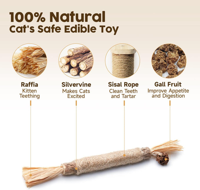 Potaroma natural silvervine sticks cat toys 6 pieces for kittens dental care and edible treats