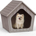 Vixzen grey small dog resin material doghouse outdoor indoor weatherproof pet shelter with air vents easy assembly