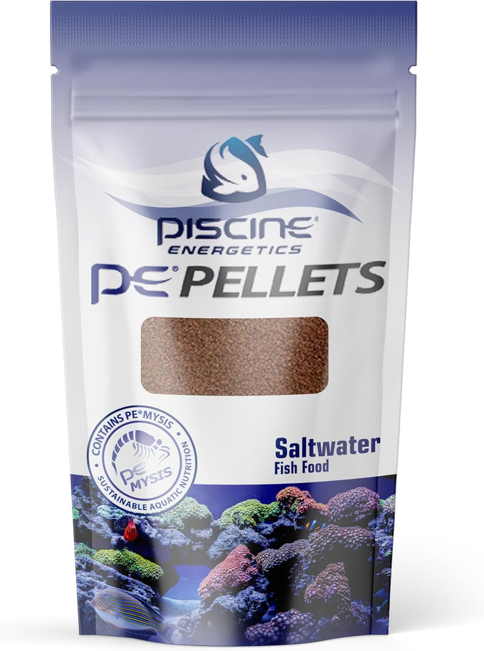 Piscine Energetics PE PELLETS Saltwater 2mm for fish aquariums, rich in protein and omega-3 fatty acids, 4oz