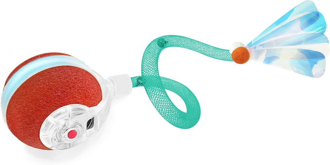jkanti interactive cat toys for indoor cats 3rd generation agile moving cat ball with elastic mesh tail orange orange