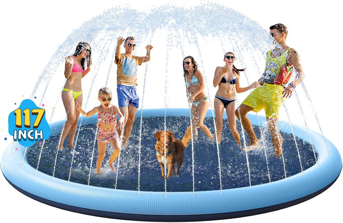 Vistop 67" Non-Slip Splash Pad for Kids and Dogs with Thickened Sprinkler Pool and Fun Fountain Play Mat