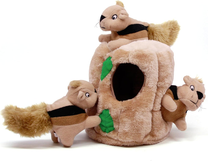 Outward Hound Hide-A-Squirrel 2-in-1 Plush Puzzle Dog Toy with 6 Squeaky Removable Squirrels, X-Large