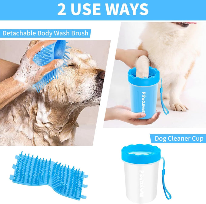 Professional 7-in-1 dog paw cleaner for medium-sized dogs, fits paws 1.5 to 2.5 inches wide, blue