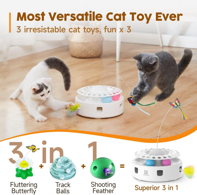 potaroma cat toys 3in1 automatic interactive kitten toy bright white