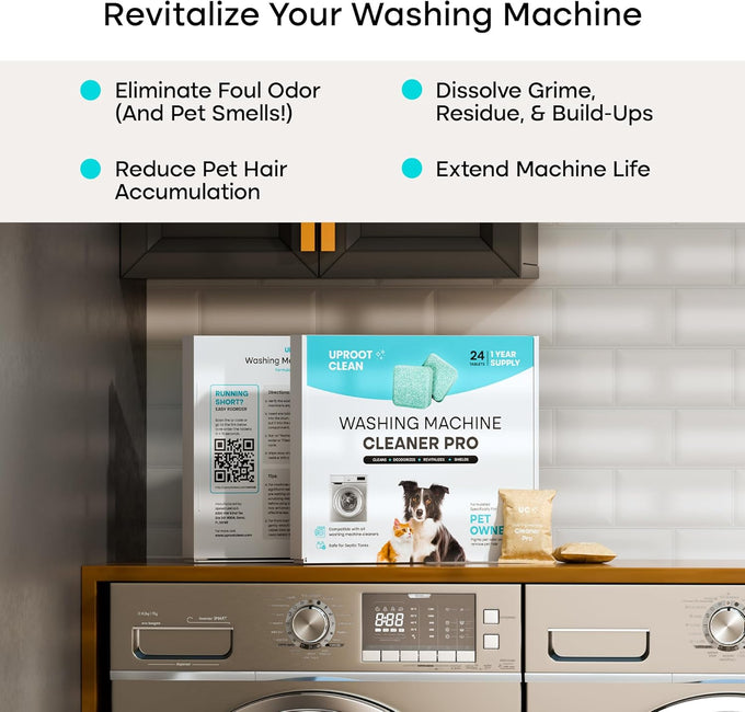uproot clean washing machine cleaner tablets 24 pack - pet owners safe he top front load 12 month supply