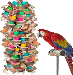 18inch multicolored wooden blocks parrot cage bite toy for macaws conures african greys