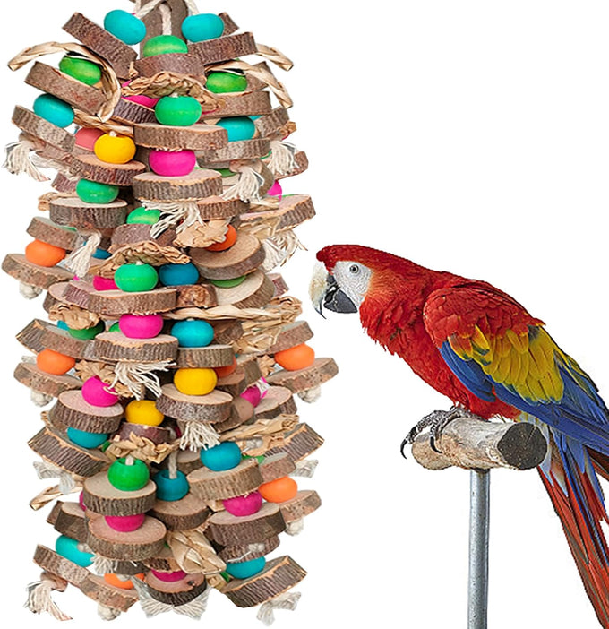 18inch multicolored wooden blocks parrot cage bite toy for macaws conures african greys