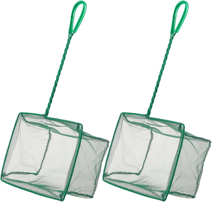 Pawfly 4-inch small aquarium fish net with braided metal handle and soft fine mesh for small fish tanks and ponds