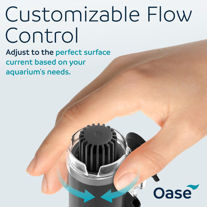 oase crystalskim 350 surface skimmer for freshwater and marine aquariums, compact, adjustable flow, shrimp-safe, up to 92 gal / 350 l
