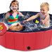 cacps foldable dog pool, 32" x 8" hard plastic non-slip kiddie pool for outdoor backyard use
