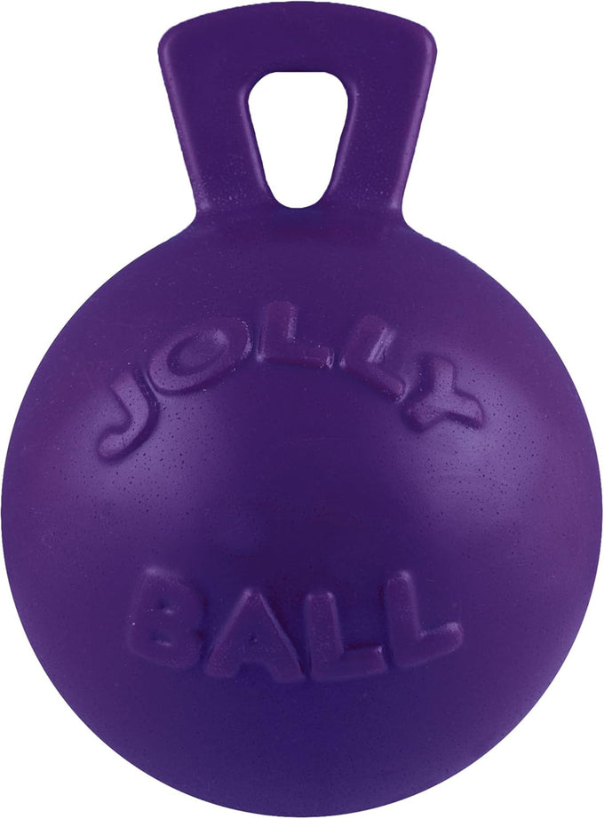 Jolly Pets Tug-n-Toss heavy duty chew ball with handle, blue, 6 inches for medium breeds