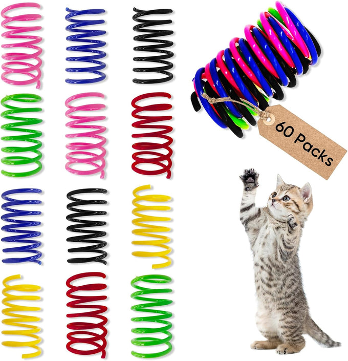 Cat Spring Toys for Indoor Cats, 30 Pack Interactive Durable Plastic Toys for Kitten Hunt and Exercise