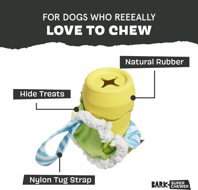 Barkbox get ripped margrrrita super chewer tough dog chew toy for aggressive chewers with plush cover and rubber core - 2 fun toys in 1