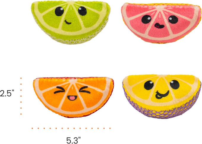 Catstages 4-pack Dental Fruit Wedges soft and textured catnip chew toys for adult cats and kittens