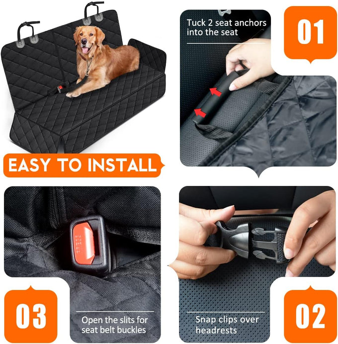 Yuntec black dog car seat cover for back seat protector fits most cars trucks SUVs with non-slip 600D oxford fabric