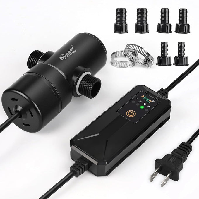 hygger 9w aquarium u-v light with timer, 360° protective shield clean light for crystal clear green water, 60–100 gallon freshwater & saltwater aquariums