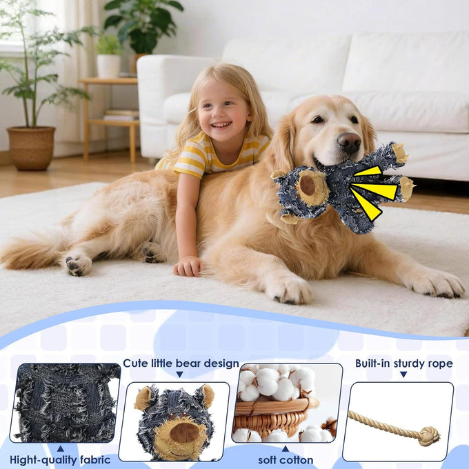 maxbeck indestructible robust bear dog toy a-navy size large