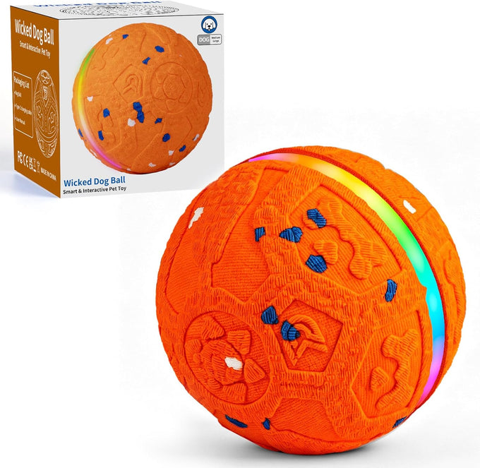 Blue Interactive Dog Ball Toy with 3 Play Modes and Colorful Lights for Medium to Large Dogs