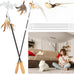 rosaui cat teaser wand toys, 42.15'' long, sustainable wooden handles, 2pcs wires and 5pcs natural refills, for indoor kittens