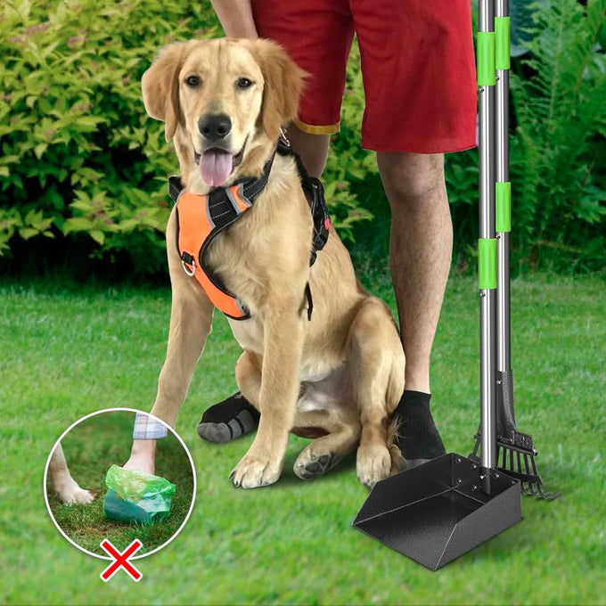 TOOGE 38" Long Handle Stainless Metal Dog Pooper Scooper for Medium Small Dogs Pet Waste
