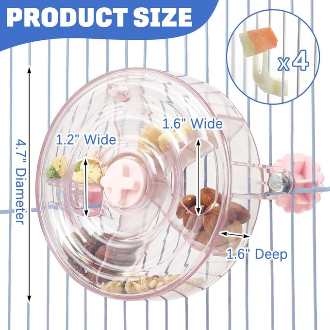 bnosdm pink creative bird feeder with seed food rotating wheel for parrot puzzle toys