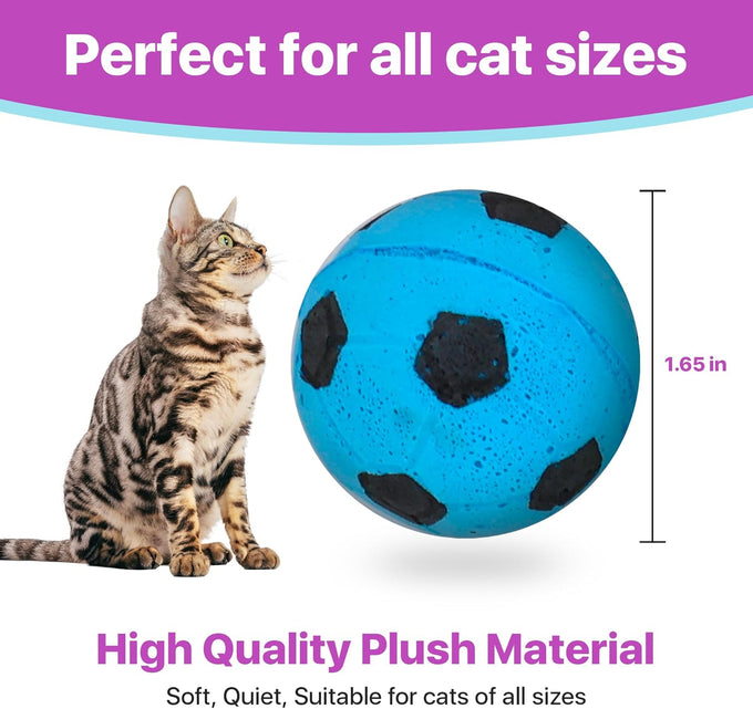 spot interactive colorful plush cat toys soccer balls 1.5 inch assorted 4 pack