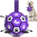 QDAN 6 Inch Dog Soccer Ball with Straps, Durable Balls for Small to Medium Pet, Puppy Outdoor Toy