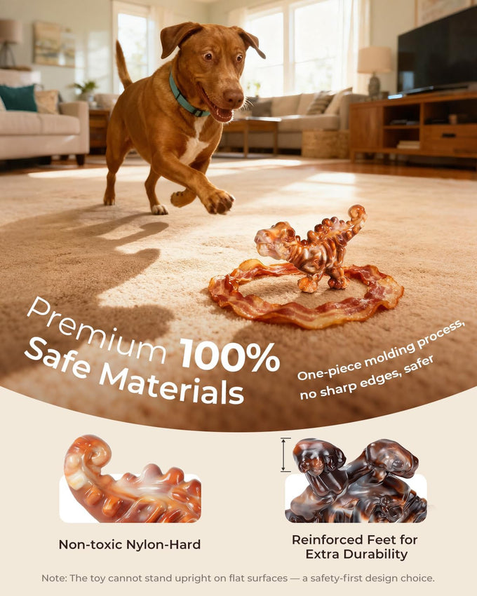 2 pack indestructible nylon dog chew toys, bacon flavor, heavy duty, long lasting for large dogs 20-90 lbs