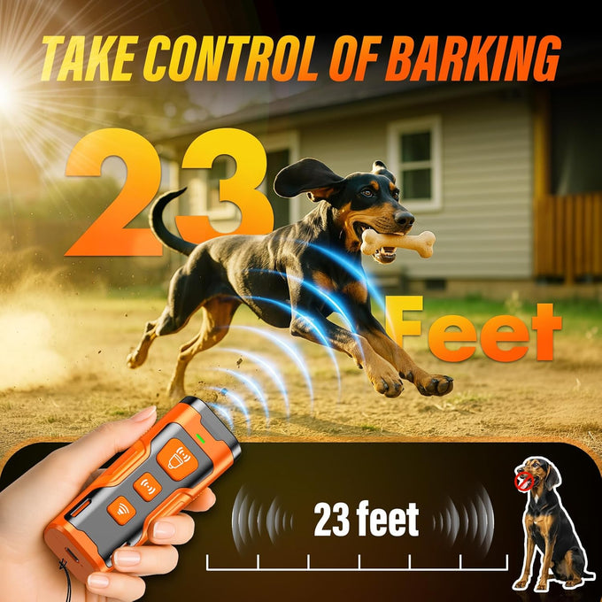 yuyqa 3x ultrasonic anti-bark device with 6 training modes, 23 ft range, rechargeable, compact, safe & humane