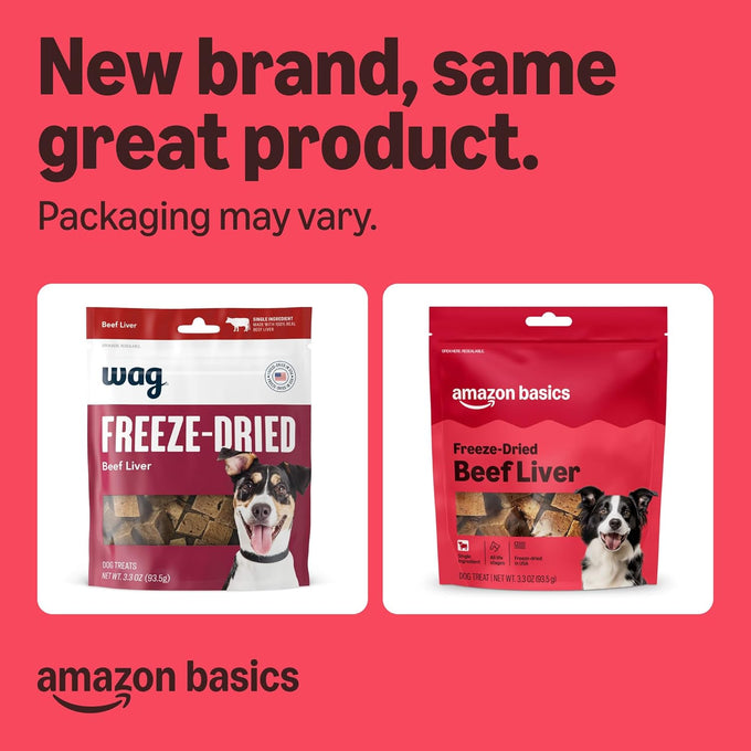 Amazon Basics Freeze-Dried Beef Liver Dog Treats, Grain-Free, 100% Real Beef Liver, 3.3 Ounce