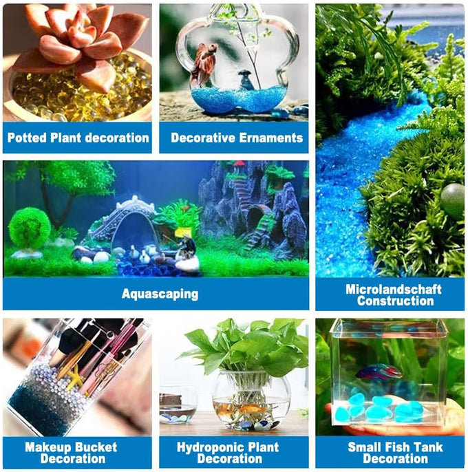 0.89LB Blue Sea Glass Pebbles for Fish Tanks Decorations, Aquarium Gravel Rocks, Glass Gems Stones Beads Pebbles Rock Sand Vase Filler